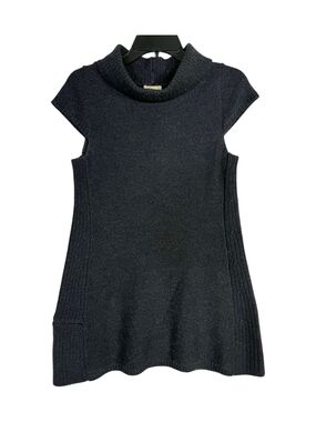 ibex Knit Ribbed Wool Cowl neck Mini dress